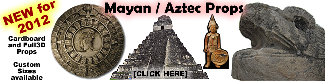 Aztec and Mayan cardboard and foam props for event displays and trade shows