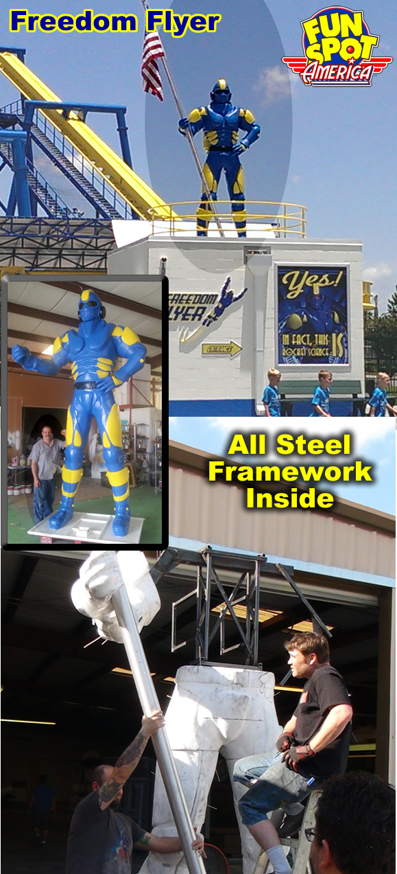 Giant sculptures for amusement parks and attractions.