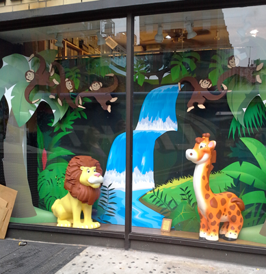 Custom Retail Point of Sale Window Foam Sculptured and Cardboard Display Jungle Safari Theme