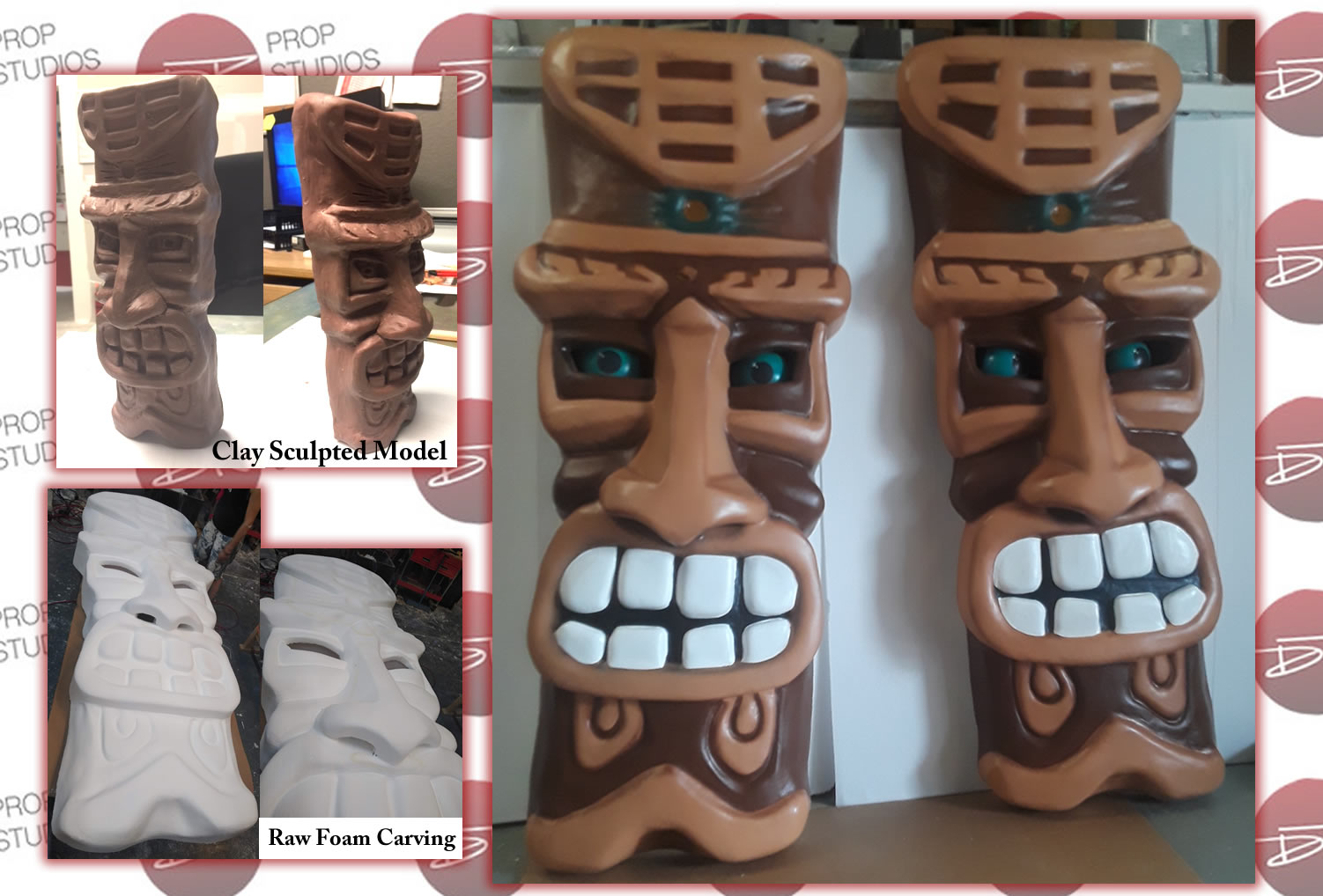 Large Oversized Tiki Foam Props for Stage Production in Cedar Point 