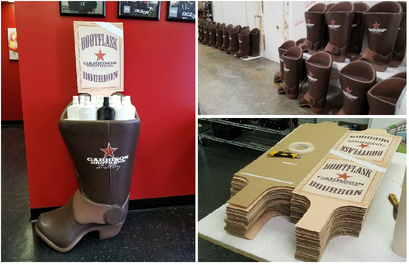 Custom Retail Point of Sale Purchase Foam Display Boots for Liquor