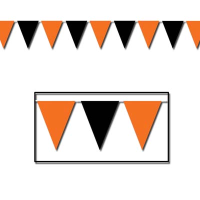 Orange & Black Outdoor Pennant Banner 18" x 30'