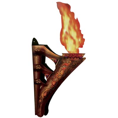 3-D Wall Torch With Flame 17" 3-D Wall Torch With Flame 17"