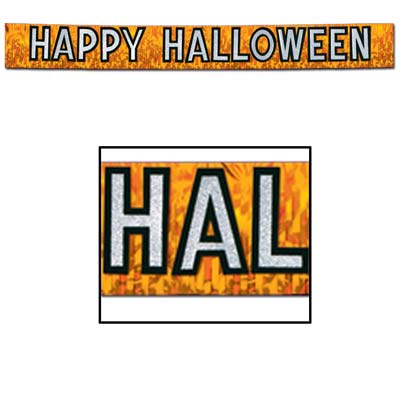 Metallic Happy Halloween Banner 10" x 9' Metallic Happy Halloween Banner 10" x 9'