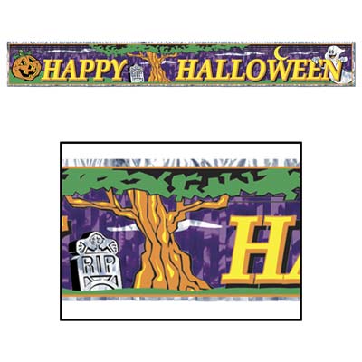 Metallic Happy Halloween Fringe Banner 8" x 5' Metallic Happy Halloween Fringe Banner 8" x 5'