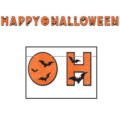 Glittered Happy Halloween Streamer 8½" x 11' Glittered Happy Halloween Streamer 8½" x 11'