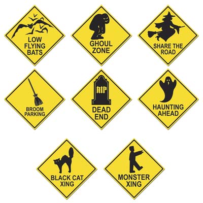Halloween Road Sign Cutouts 16" Halloween Road Sign Cutouts 16"
