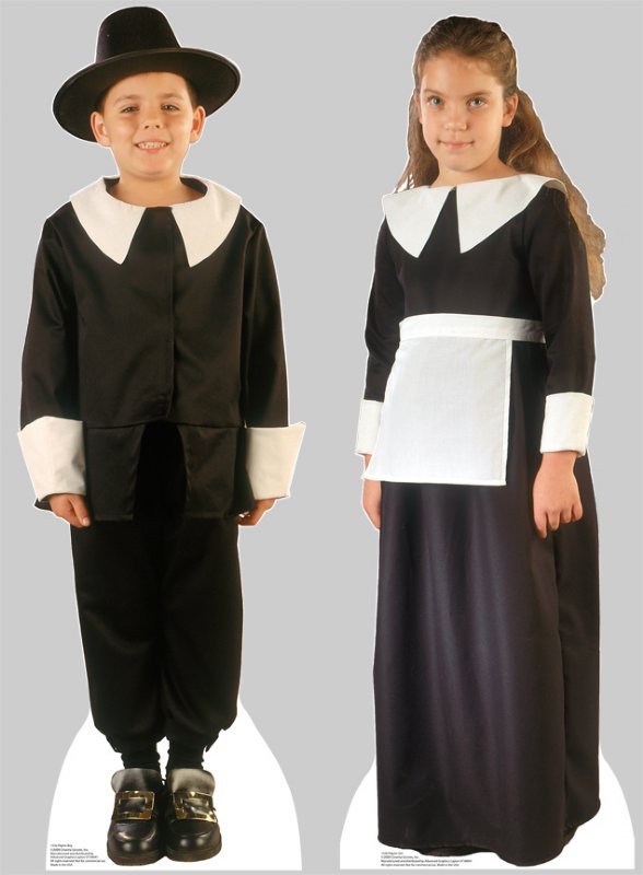 Pilgrim Boy and Girl Cardboard prop