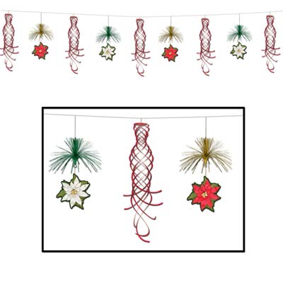 Poinsettia Shimmer Garland 10'