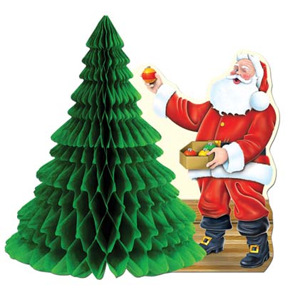 Santa w/Tissue Tree Centerpiece 11"