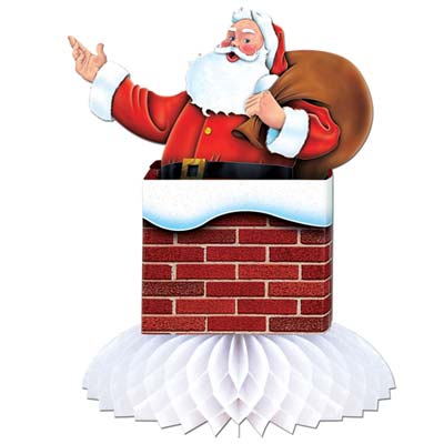 Santa & Chimney Centerpiece 10"