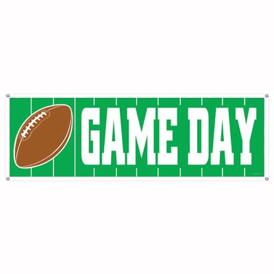 Game Day Football Sign Banner 5' x 21" Game Day Football Sign Banner 5' x 21"