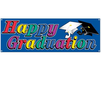 Happy Graduation Sign Banner 5' x 21" Happy Graduation Sign Banner 5' x 21"