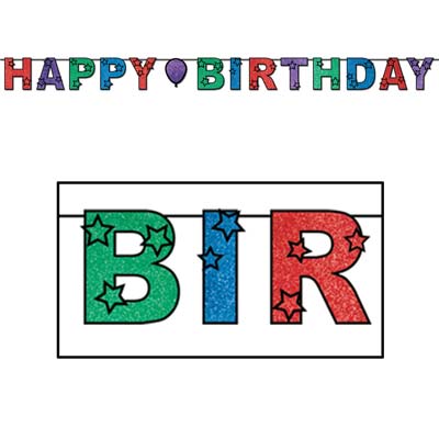 Glittered Happy Birthday Streamer 8½" x 10' Glittered Happy Birthday Streamer 8½" x 10'
