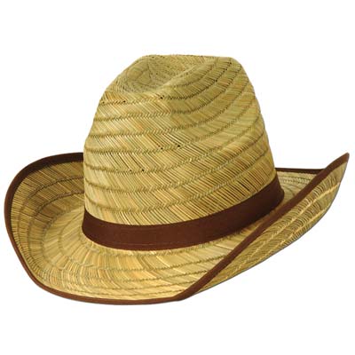 Genuine Adult Cowboy Hat with Brown Trim & Band Genuine Adult Cowboy Hat with Brown Trim & Band