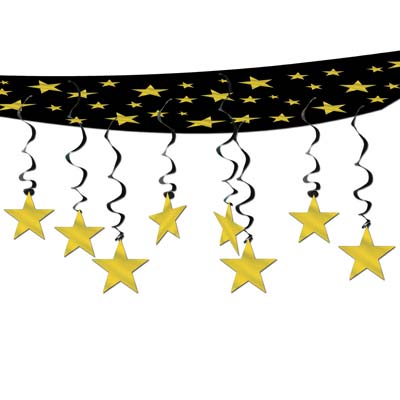 The Stars Are Out Ceiling Décor 12" x 12' Black and Gold The Stars Are Out Ceiling Décor 12" x 12' Black and Gold
