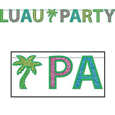Glittered Luau Party Streamer 8½" x 8' Glittered Luau Party Streamer 8½" x 8'