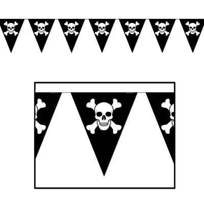 Jolly Roger Pennant Banner 10" x 12' Jolly Roger Pennant Banner 10" x 12'