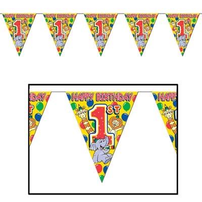 1st Birthday Pennant Banner 10" x 12' 1st Birthday Pennant Banner 10" x 12'