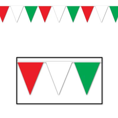 Red, White & Green Pennant Banner 18" x 30' Red, White & Green Pennant Banner 18" x 30'