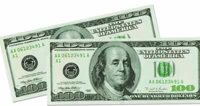 Big Bucks Cutout $100 Bill 7�" x 17�"