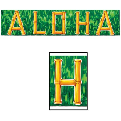 Metallic Aloha Banner 10" x 4' Metallic Aloha Banner 10" x 4'
