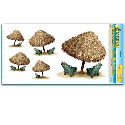 Tiki Umbrellas Peel 'N Place 12" x 24" Sheet Luau Prop