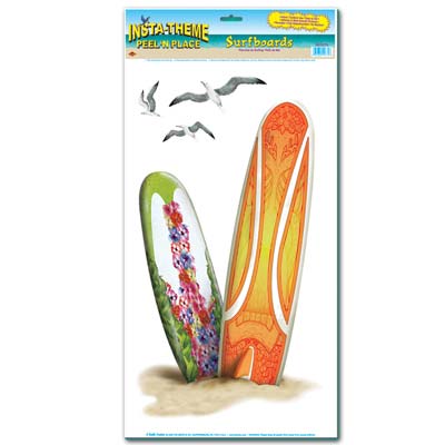 Surfboards Peel 'N Place 12" x 24" Luau Decoration Surfboards Peel 'N Place 12" x 24" Luau Decoration