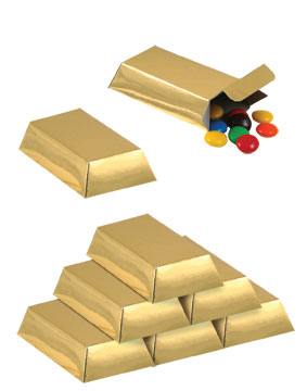 Foil Gold Bar Favor Boxes 3" x 1�" x �"