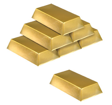 Plastic Gold Bar Decorations 7" x 4" x 1�" Prop