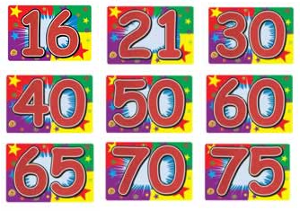 Glittered Sign Birthday Ages 10" x 15" Glittered Sign Birthday Ages 10" x 15"