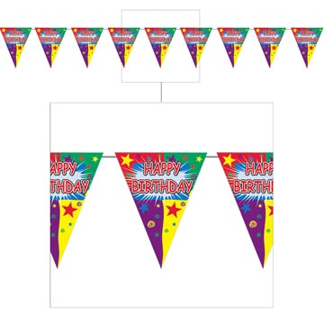 Happy Birthday Pennant Banner 10" x 12' Happy Birthday Pennant Banner 10" x 12'