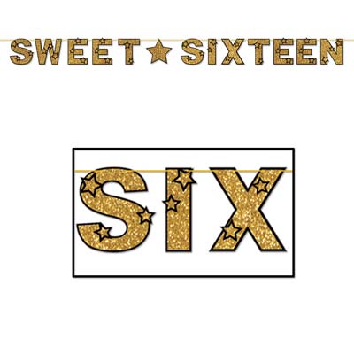 Glittered Sweet Sixteen Awards Night Streamer 8½" x 10' Glittered Sweet Sixteen Awards Night Streamer 8½" x 10'