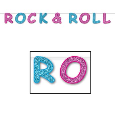 Glittered Rock & Roll Streamer 8�" x 8'