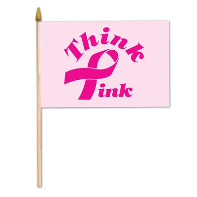 Pink Ribbon Flag - Rayon 4" x 6" Pink Ribbon Flag - Rayon 4" x 6"