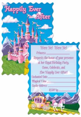 Princess Party Invitations 4" x 5�"