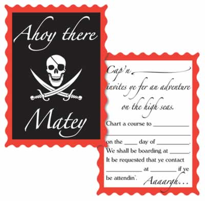 Pirate Invitations 4" x 5�"