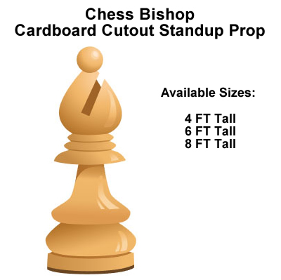 Chess Bishop Wood Cardboard Cutout Standup Prop