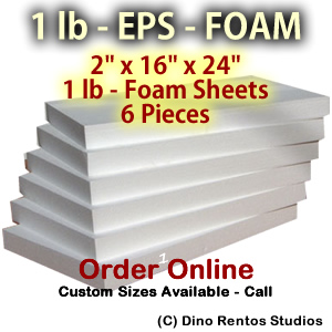 EPS Foam Sheets - 1 lb Density - 2x16x24 - 6 pieces