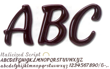 Italicized Script Plastic Letters
