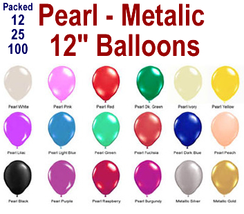  Pearl & Metallic 12" Balloons 