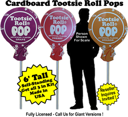 Tootsie Roll Pops Cardboard Cutout Standup Prop - Self Standing - Set of 3