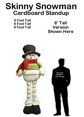 Skinny Snowman Cardboard Cutout Standup Prop