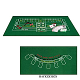 Blackjack/Craps Set Includes: Game Felt, Craps Rake, Playing Cards, Dice, Instruction Sheet