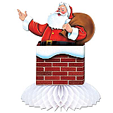 Santa & Chimney Centerpiece 10"