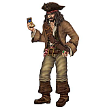 Jointed Pirate Captain 6' Cardboard Cutout Prop