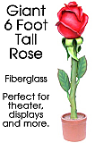 Giant 6 Foot Rose in Pot Fiberglass Prop