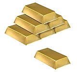 Plastic Gold Bar Decorations 7" x 4" x 1�" Prop