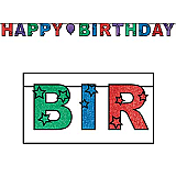 Glittered Happy Birthday Streamer 8�" x 10'