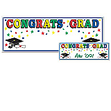 Congrats Grad Sign Banner 5' x 21"
